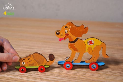 烏克蘭UGEARS 木製自我推進模型 - 4 Kids 益智著色系列 著色喵喵&汪汪 Kitty and Puppy
